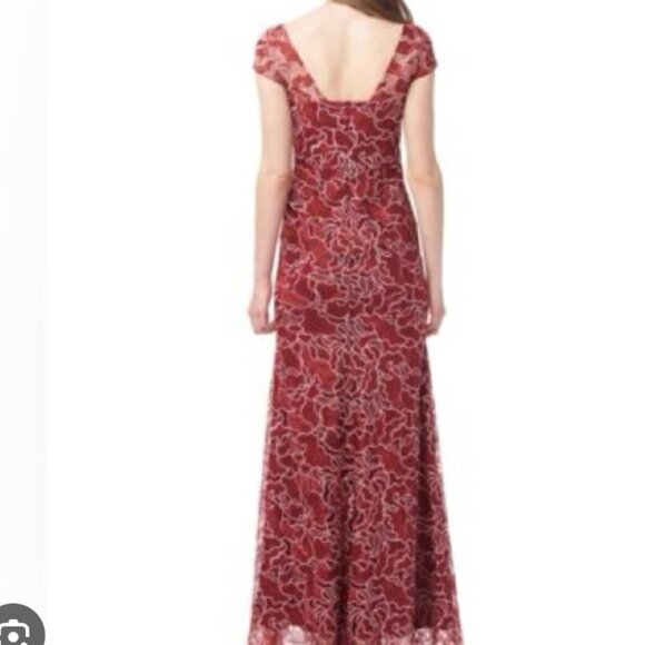 Js Collections Emarie Embroidered Lace Mermaid Gown - Scarlet - Picture 2 of 6